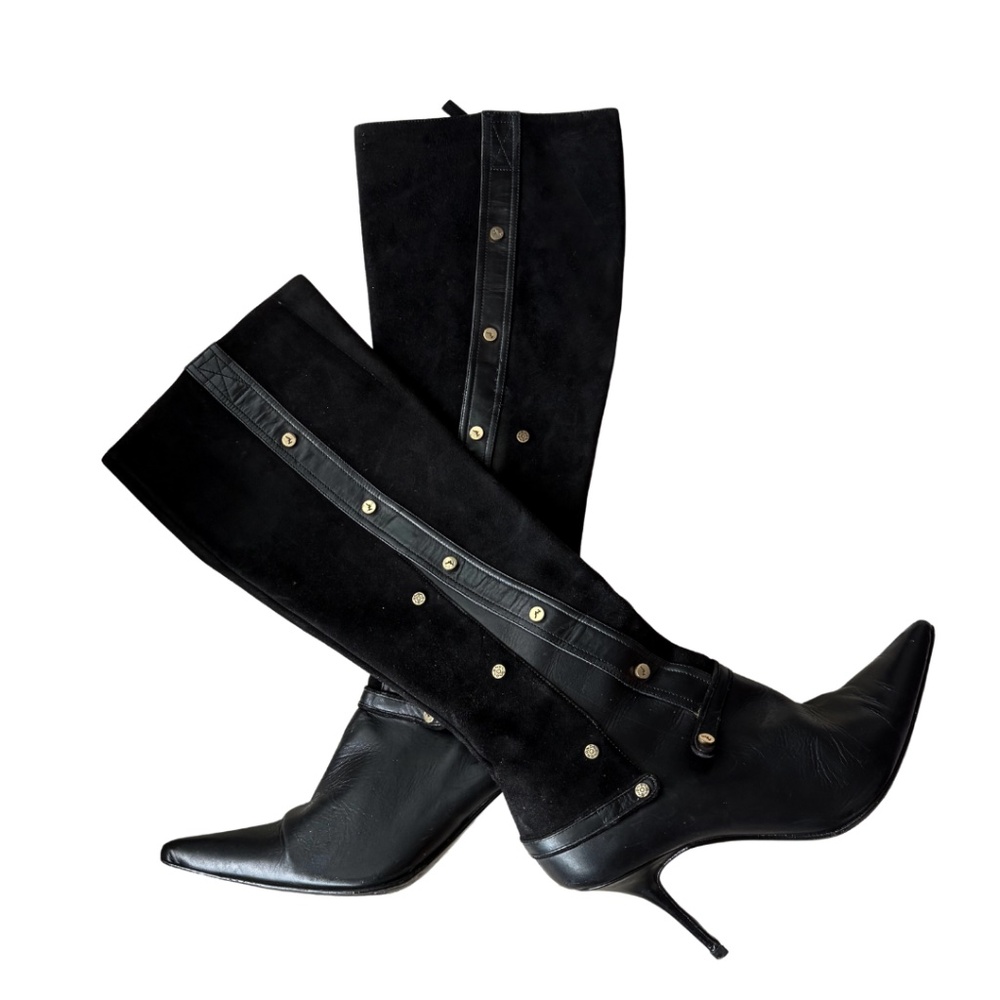 “Alexandra Neel black suede leather stiletto knee-high boots size 36.5 - Picture 5 of 7